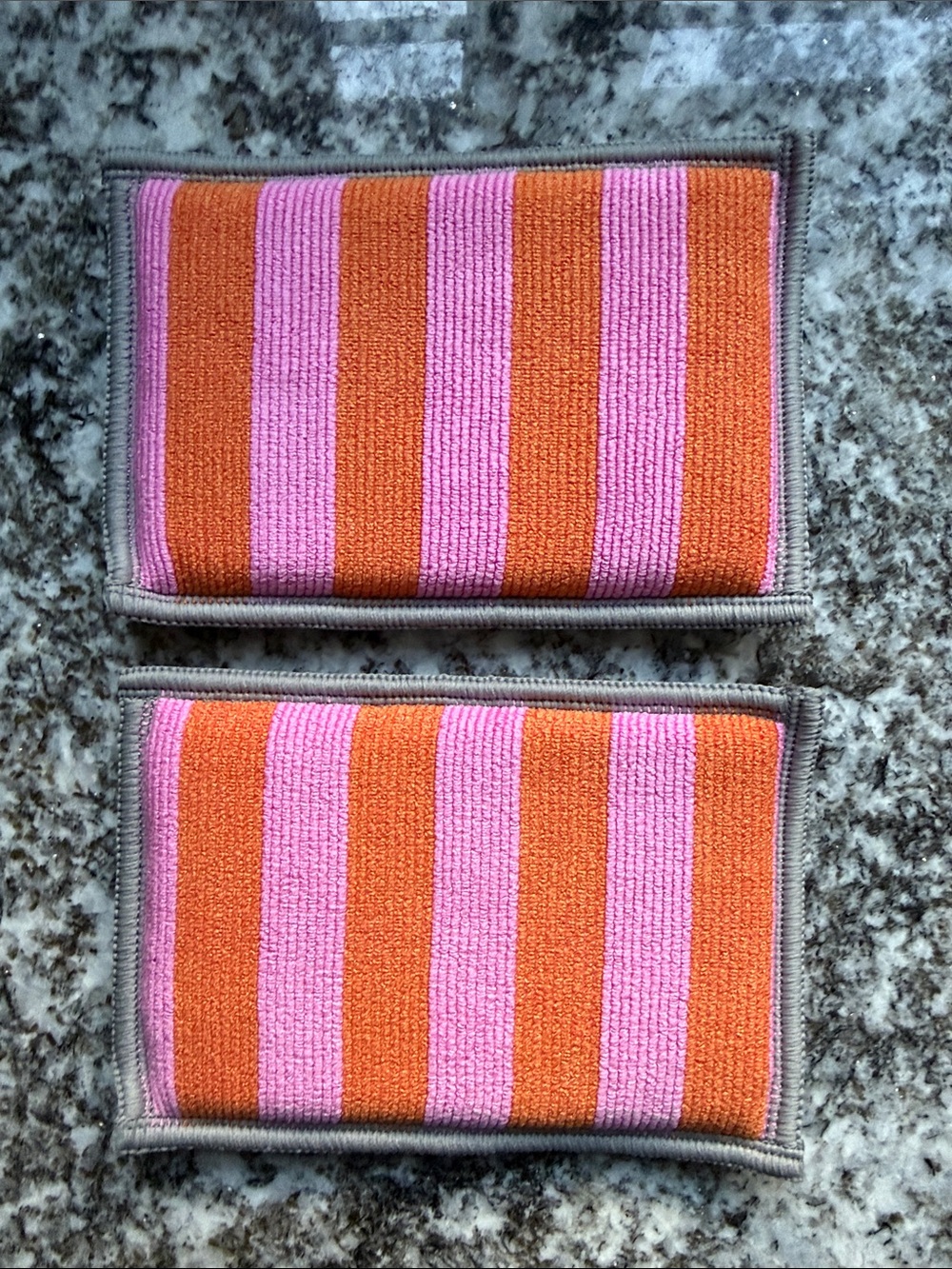Norwex Enviro Sponges Striped Pink & Orange Dual sided Multipurpose Sponges.BNWT